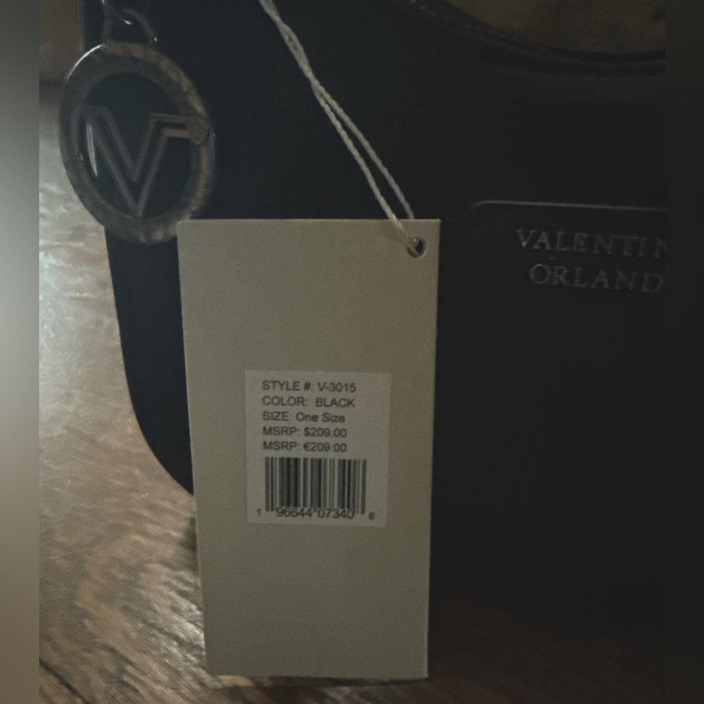 Valentino Orlandi Black Crescent Half Moon Minimal Nylon Shoulder Bag With Charm - Picture 6 of 6
